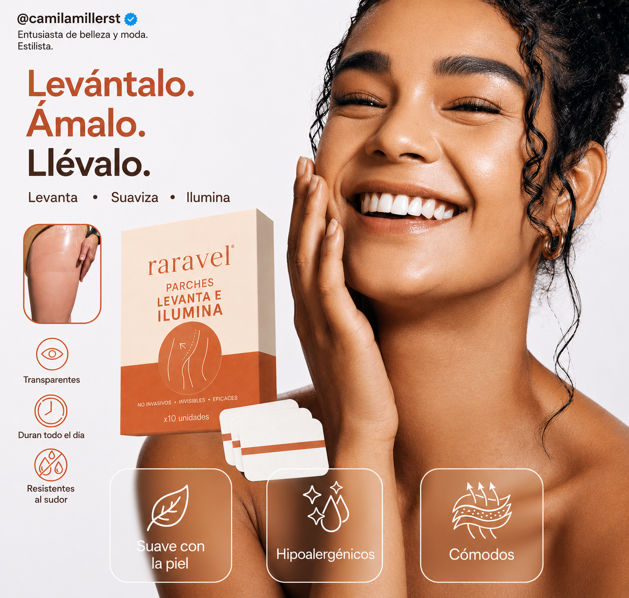 Raravel · Parches Lifting Corporales · Pack 10 unidades